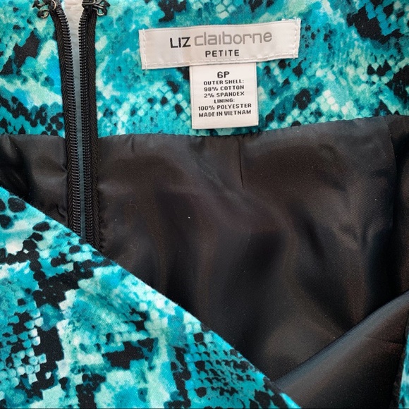 ❤️🔥❤️🔥HP❤️🔥❤️🔥Liz Claiborne teal and black fully lined skirt. Size 6P. - Picture 5 of 6